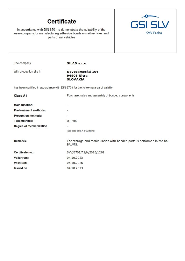CERTIFICATES - SILAD s.r.o